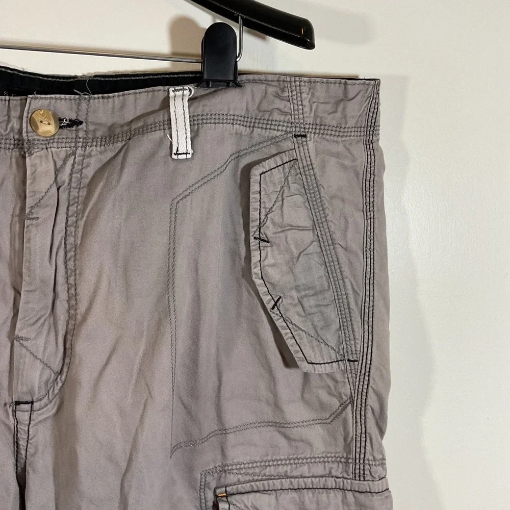 Sean John Men 38 Baggy Cargo Shorts Gray Relaxed Y2K Streetwear Hip Hop Utility